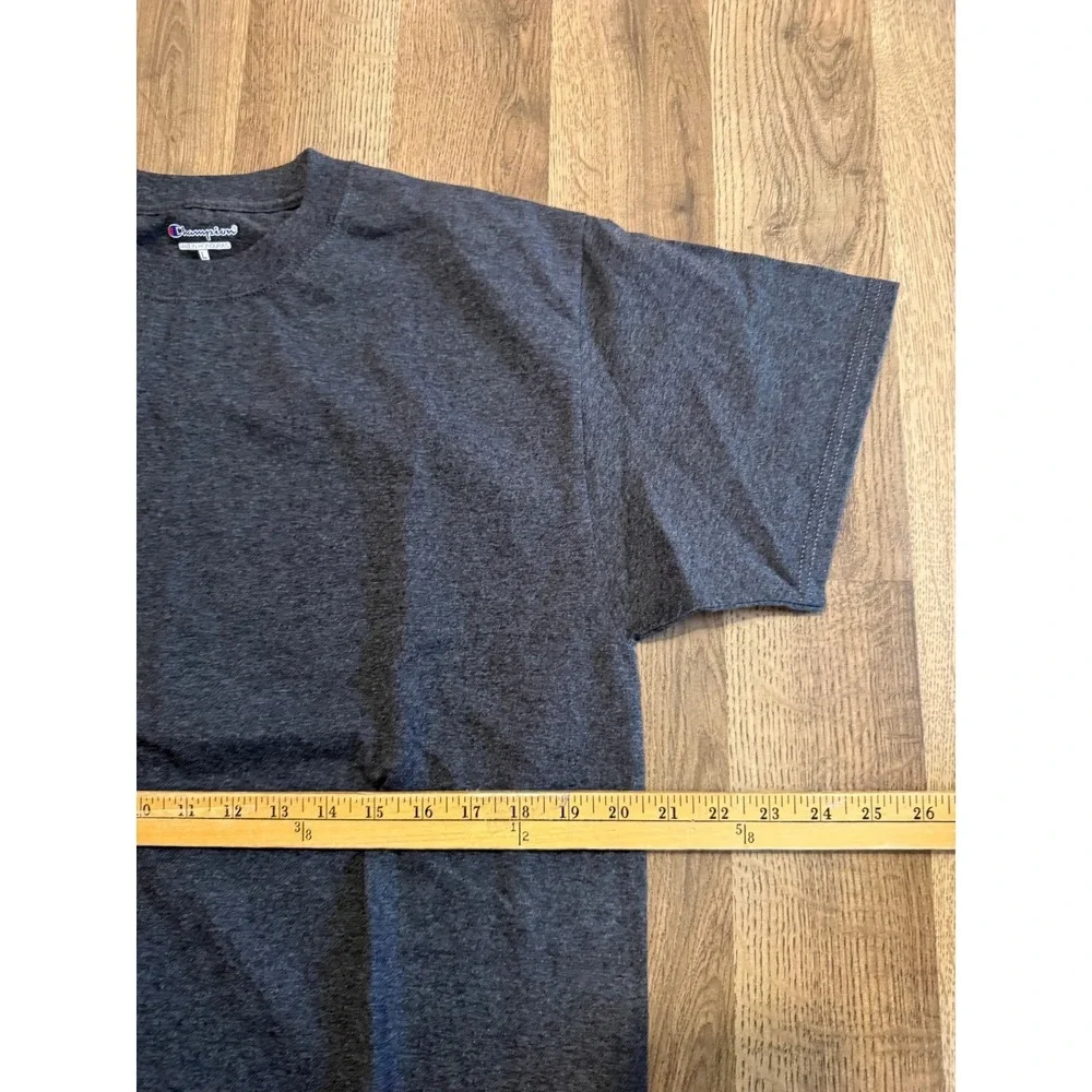 Champion T-Shirt Mens L Charcoal Gray Adult Short Sleeve Solid Basic Excellent - Picture 6 of 8